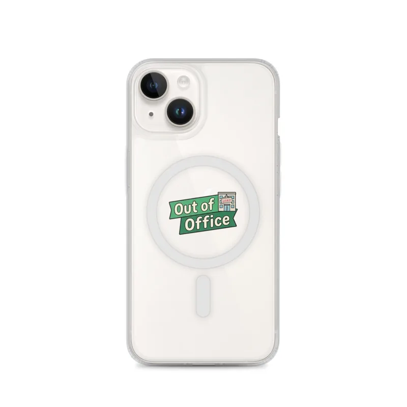Out Of Office MagSafe Clear Phone Case, iPhone 14, 15, 16 and 17 case, funny work meme, office decor, gift for coworkers