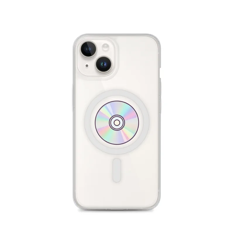Holographic Compact Disc MagSafe Clear Phone Case, iPhone 14, 15, 16 and 17 case, y2k cd icon, gift for y2k fans