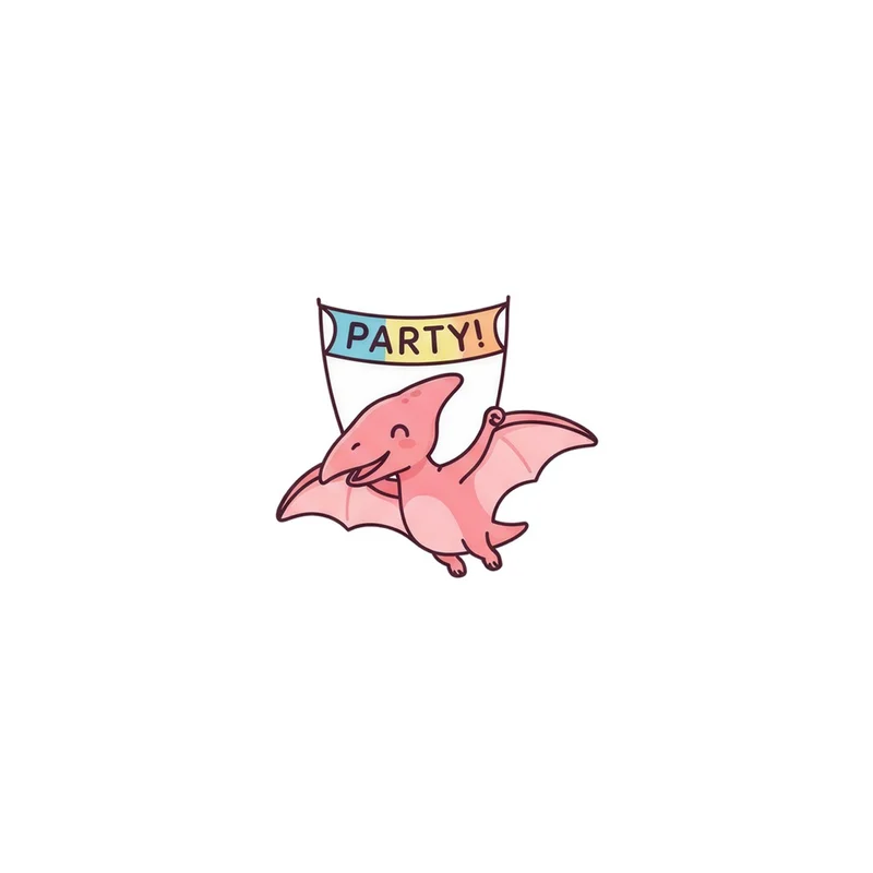Party Pterodactyl Fridge Magnet, kawaii flying dinosaur, birthday decor, party gift for dino fans
