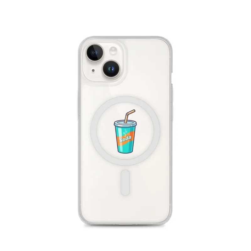Soda Cup MagSafe Clear Phone Case, iPhone 14, 15, 16 and 17 case, cute dessert art, kitchen decor, gift for dessert lovers