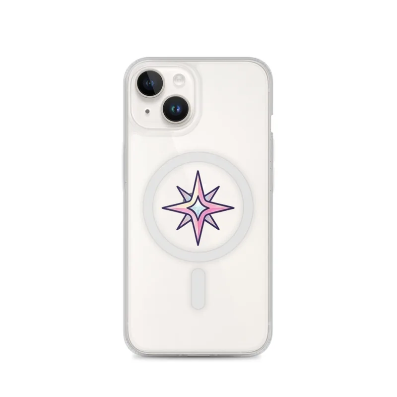 Holographic Sparkle Star MagSafe Clear Phone Case, iPhone 14, 15, 16 and 17 case, y2k icon, room decor, gift for y2k fans