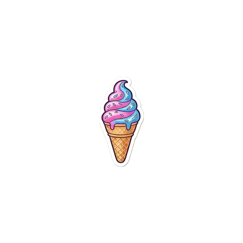 Swirl Ice Cream Cone Fridge Magnet, cute dessert art, kitchen decor, gift for dessert lovers