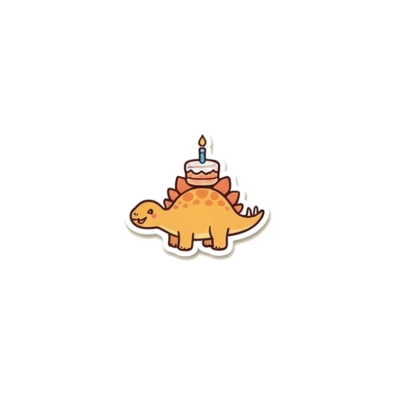 Birthday Cake Stegosaurus Fridge Magnet, kawaii dinosaur, kids room decor, gift for dino fans