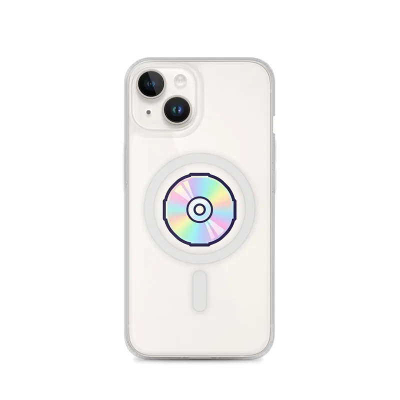 Holographic Disc In A Case MagSafe Clear Phone Case, iPhone 14, 15, 16 and 17 case, y2k icon, room decor, gift for y2k fans