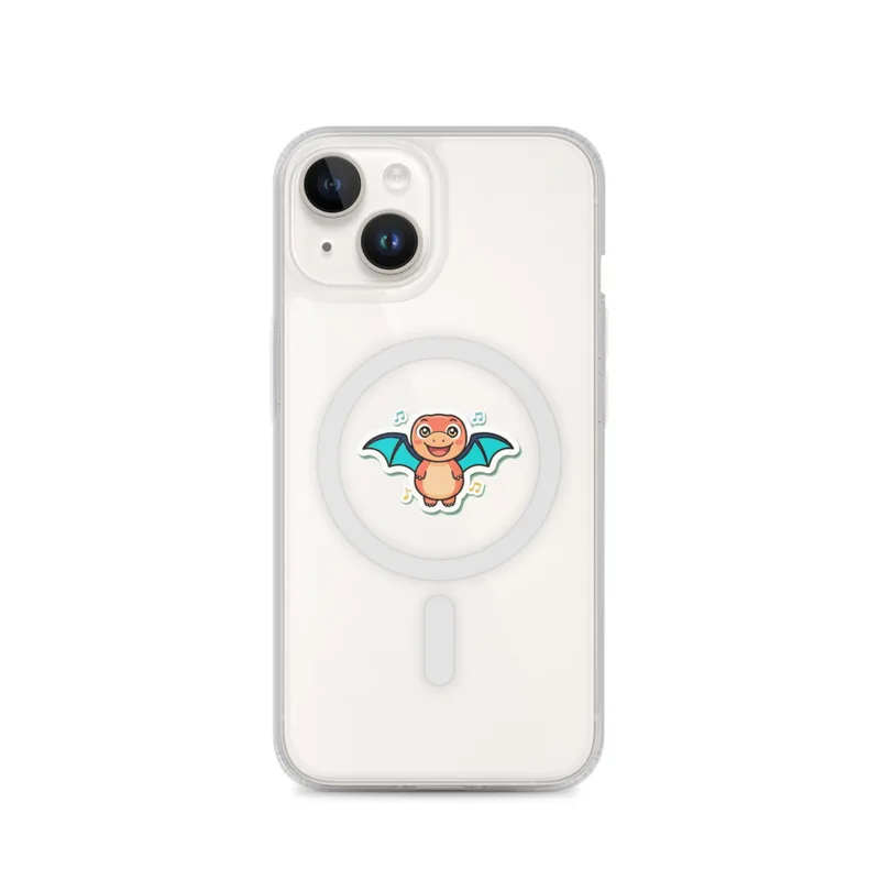 Blue Triceratops With Hearts MagSafe Clear Phone Case, iPhone 14, 15, 16 and 17 case, kawaii dinosaur, gift for dino fans