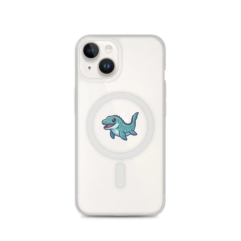 Toothy Mosasaurus MagSafe Clear Phone Case, iPhone 14, 15, 16 and 17 case, cute sea creature, kids room decor, gift for ocean lovers