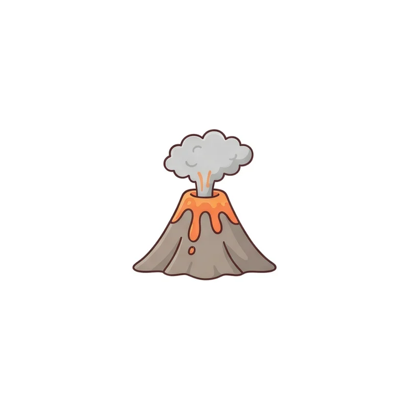 Smiling Volcano Fridge Magnet, kawaii erupting volcano, kids room decor, gift for dino fans