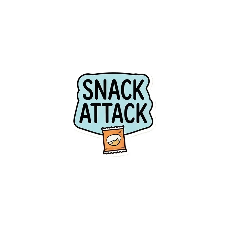 Snack Attack In Blue Fridge Magnet, funny food meme, kitchen decor, gift for snack lovers