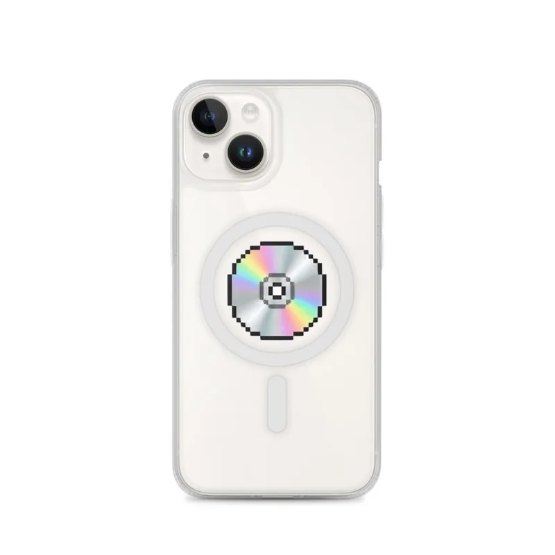 Pixel CD MagSafe Clear Phone Case, iPhone 14, 15, 16 and 17 case, y2k icon, room decor, gift for y2k fans