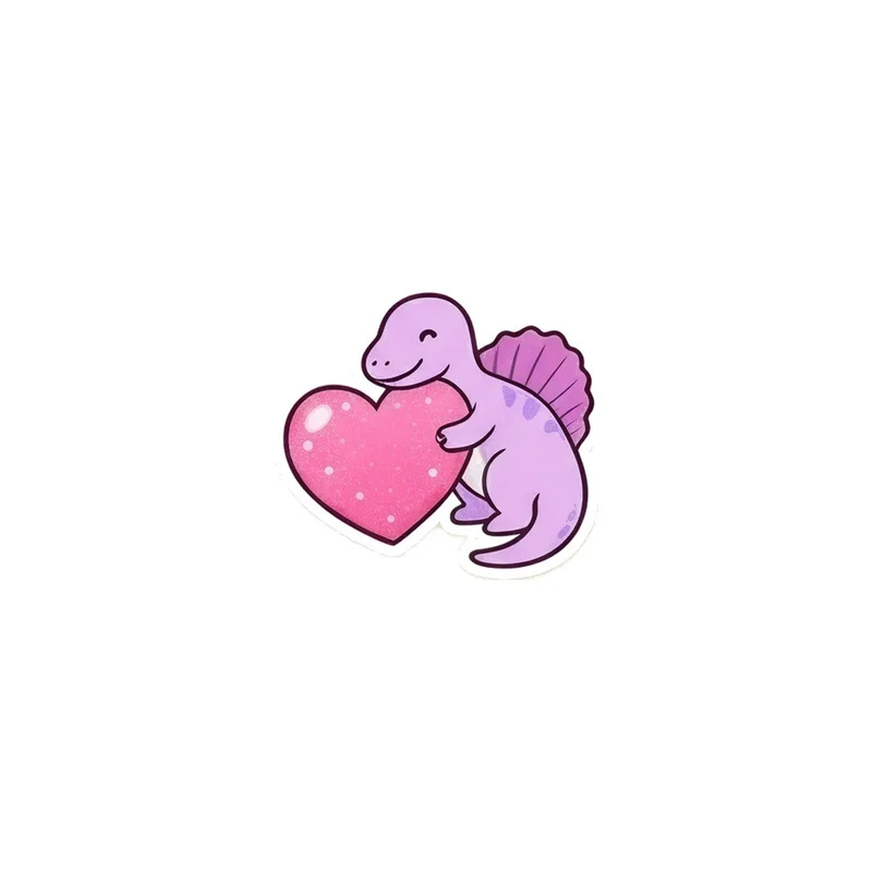 Spinosaurus With A Heart Fridge Magnet, cute dessert art, kitchen decor, gift for dessert lovers