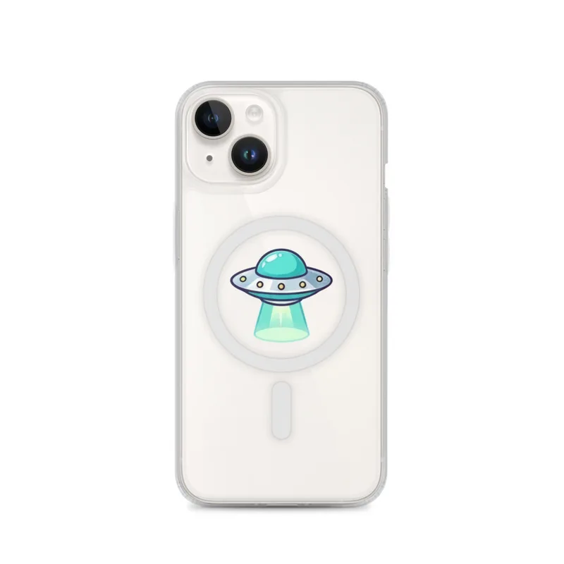 Flying Saucer MagSafe Clear Phone Case, iPhone 14, 15, 16 and 17 case, y2k icon, room decor, gift for y2k fans