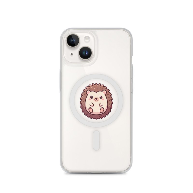 Hedgehog MagSafe Clear iPhone 14, 15, 16 and 17 case, dreamy forest phone cover, woodland gift, nature lover, cozy coffee shop accessory