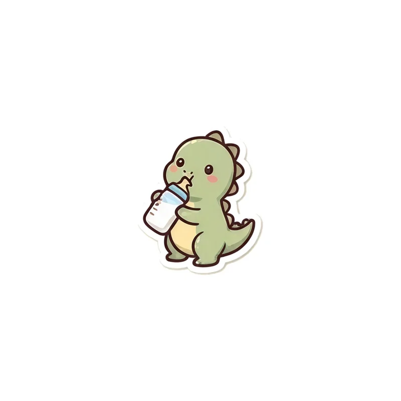 Baby Dino With A Milk Bottle Fridge Magnet, kawaii dinosaur, kids room decor, gift for dino fans