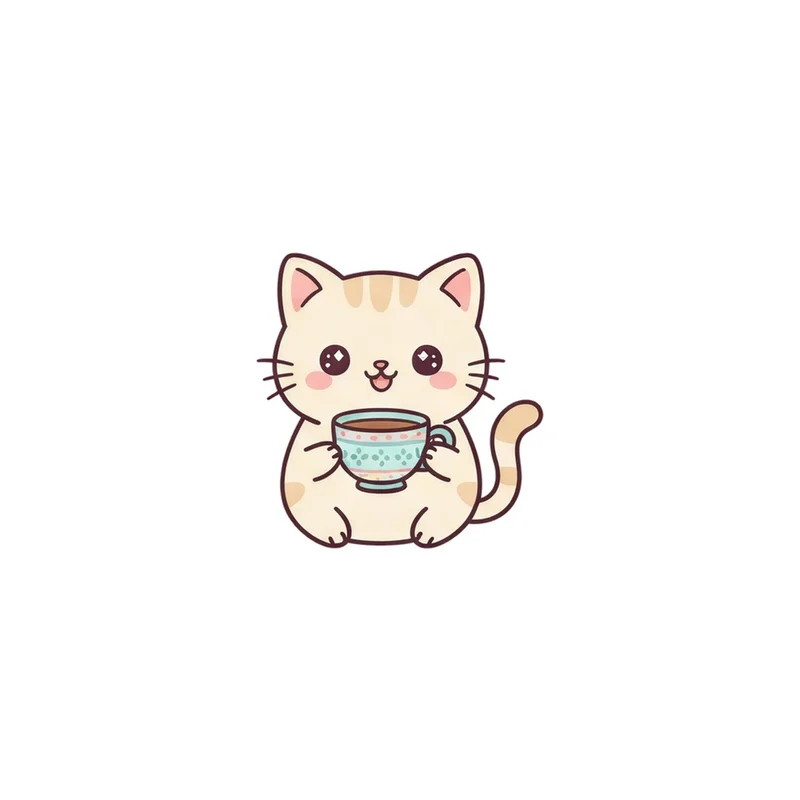Tabby With A Teacup Fridge Magnet, kawaii tea cat, kitchen decor, gift for tea lovers