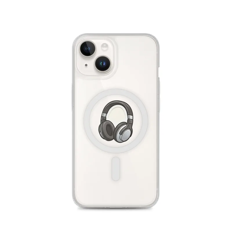Headphones MagSafe Clear Phone Case, iPhone 14, 15, 16 and 17 case, y2k icon, room decor, gift for y2k fans