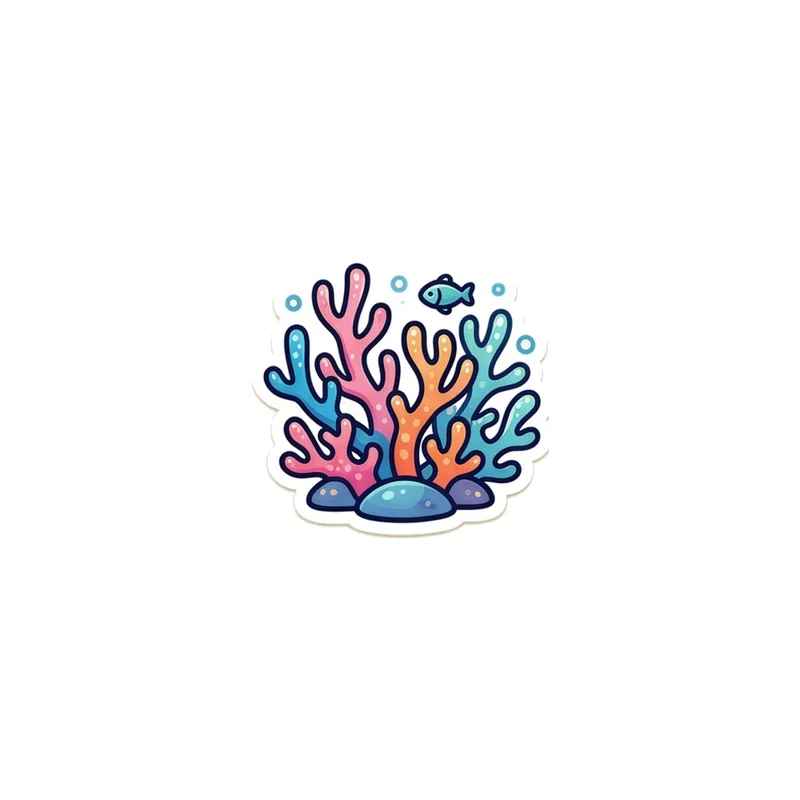 Coral Reef With A Blue Fish Fridge Magnet, cute sea creature, kids room decor, gift for ocean lovers
