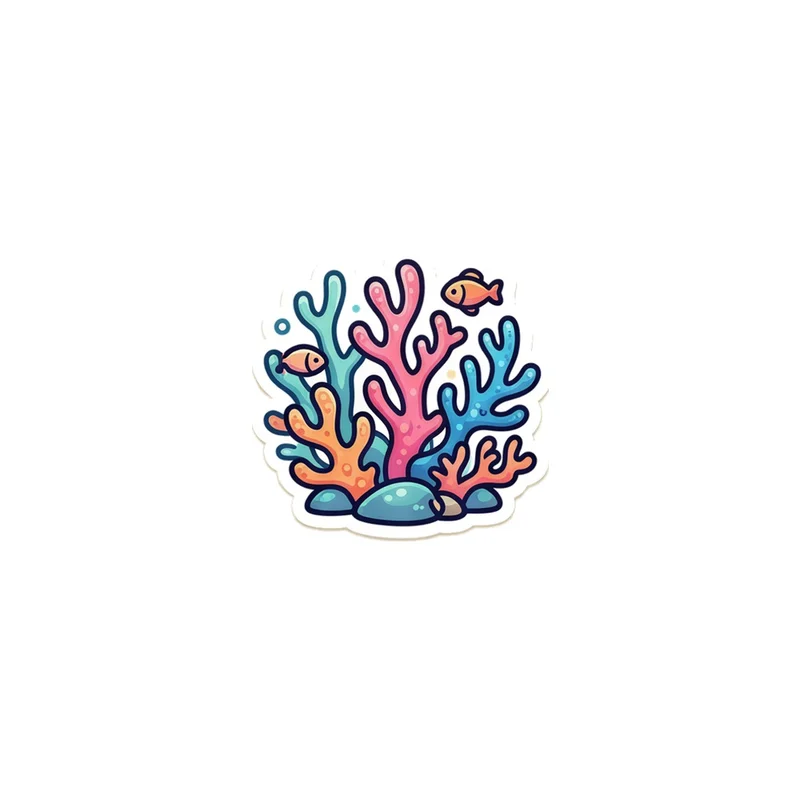 Coral Reef With Two Fish Fridge Magnet, cute sea creature, kids room decor, gift for ocean lovers