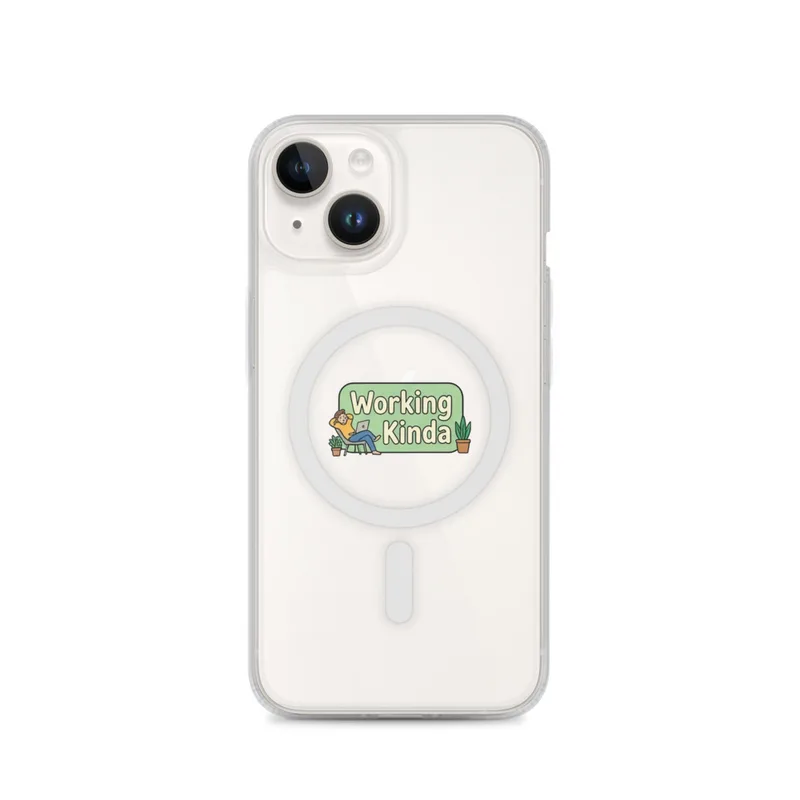 Working Kinda MagSafe Clear Phone Case, iPhone 14, 15, 16 and 17 case, funny work meme, office decor, gift for coworkers