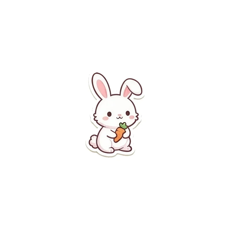 White Bunny With A Carrot Fridge Magnet, kawaii rabbit, spring kitchen decor, gift for bunny lovers
