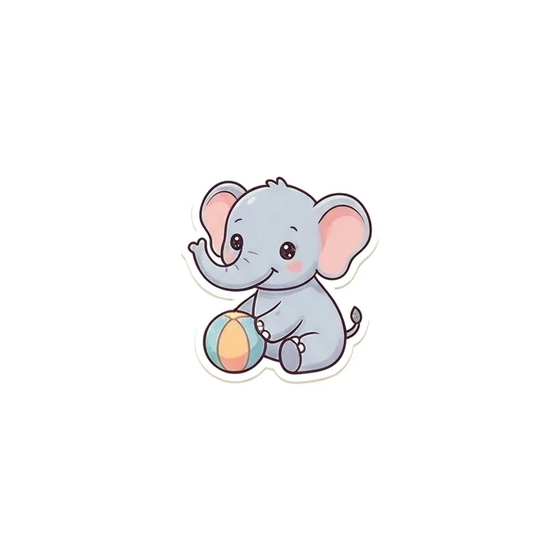 Elephant With A Beach Ball Fridge Magnet, kawaii safari animal, kids room decor, gift for elephant lovers