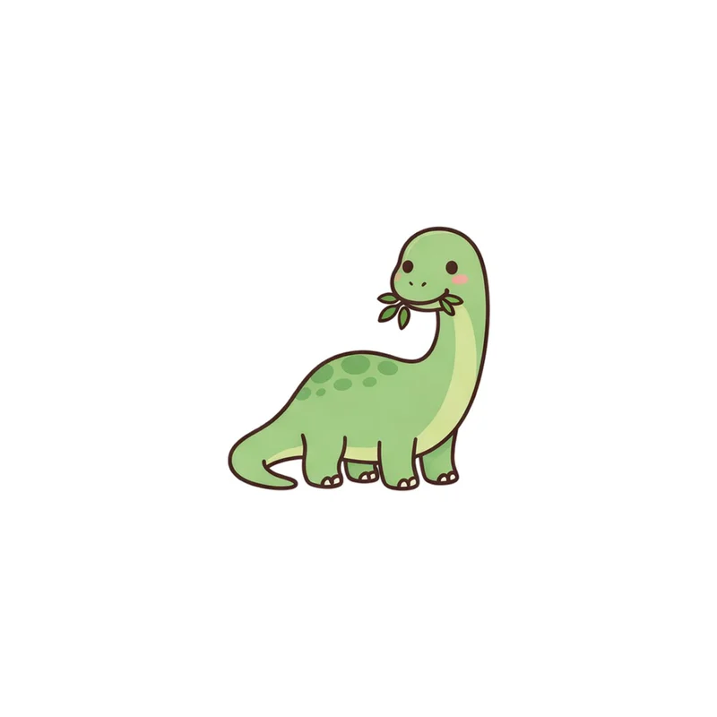 Brachiosaurus With Leaves Fridge Magnet, kawaii long-neck dinosaur, kids room decor, gift for dino fans