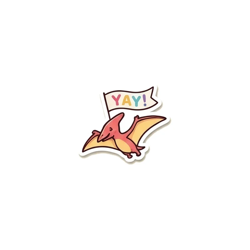 Yay Pterodactyl Fridge Magnet, kawaii dinosaur, kids room decor, gift for dino fans