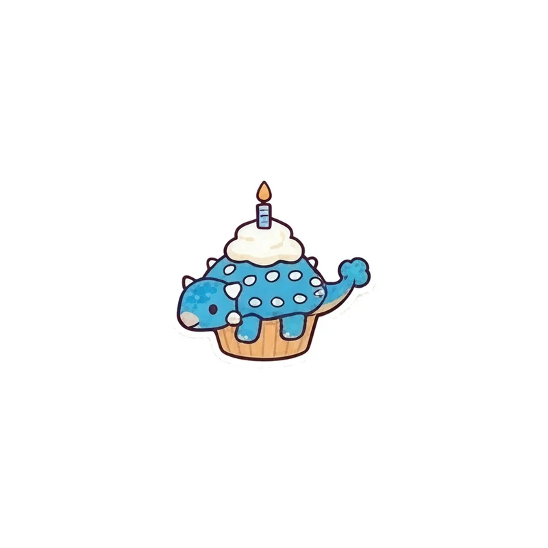 Cheerful Dinosaur Ice Cream Sundae Die-Cut Magnet, whimsical fridge decor, dessert lover gift, dinosaur fan gift