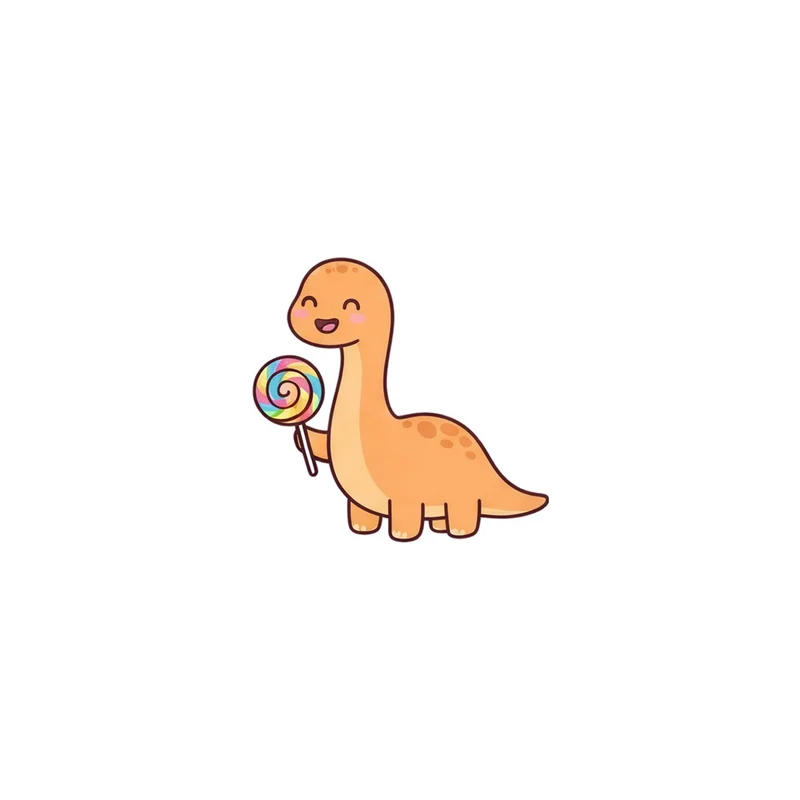 Dino With A Lollipop Fridge Magnet, kawaii candy dinosaur, kids room decor, sweet gift for dino fans