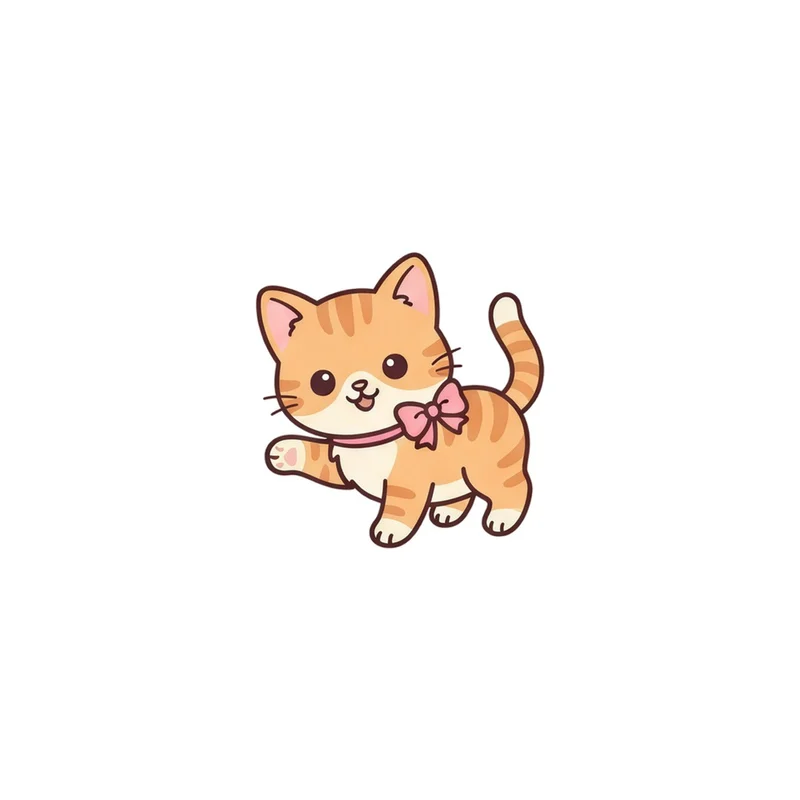 Ginger Cat With A Bow Fridge Magnet, kawaii striped kitten, cat lover decor, gift for cat people