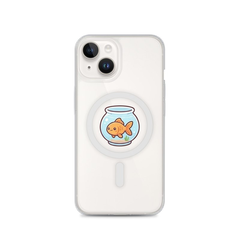 Goldfish Bowl iPhone 14, 15, 16 and 17 MagSafe Clear Case, aquarium style, animal lover gift, pet owner phone accessory