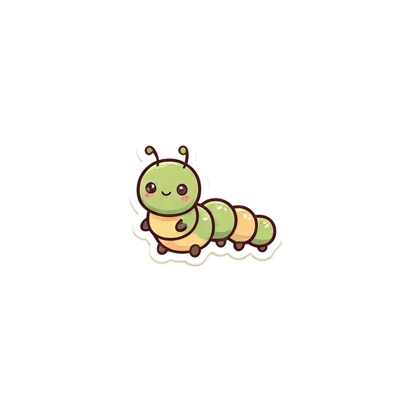 Smiling Green Caterpillar Fridge Magnet, kawaii garden bug, kids room decor, gift for bug lovers