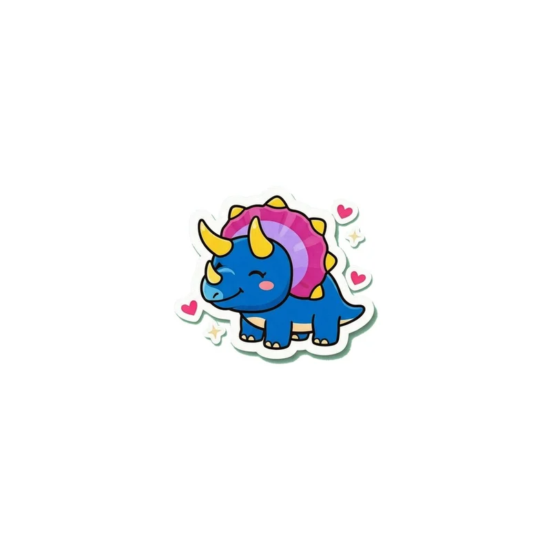 Blue Triceratops With Hearts Fridge Magnet, kawaii dinosaur, kids room decor, gift for dino fans