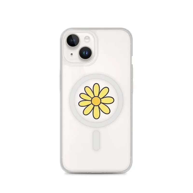 Sunny Yellow Daisy MagSafe Clear Phone Case, iPhone 14, 15, 16 and 17 case, retro flower, gift for flower lovers