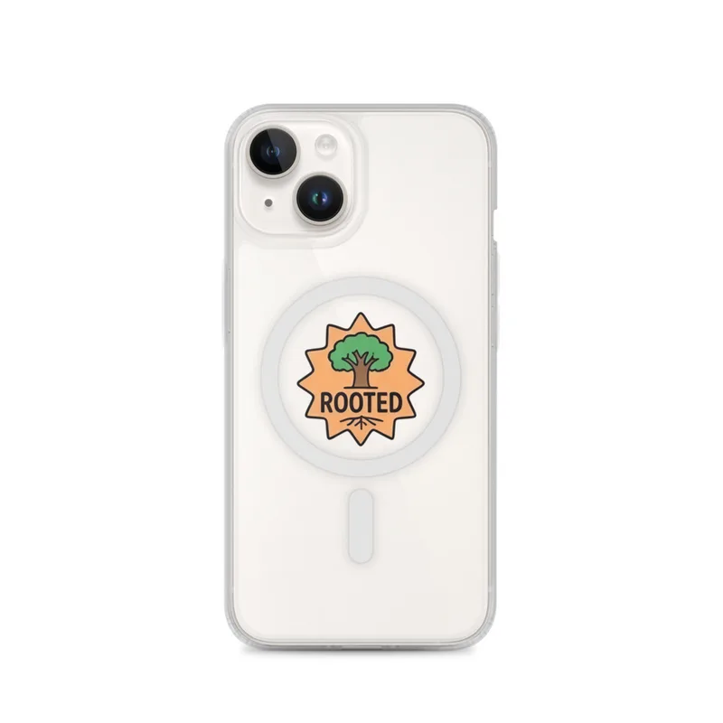 Rooted MagSafe Clear Phone Case, iPhone 14, 15, 16 and 17 case, funny plant meme, plant lover decor, gift for gardeners