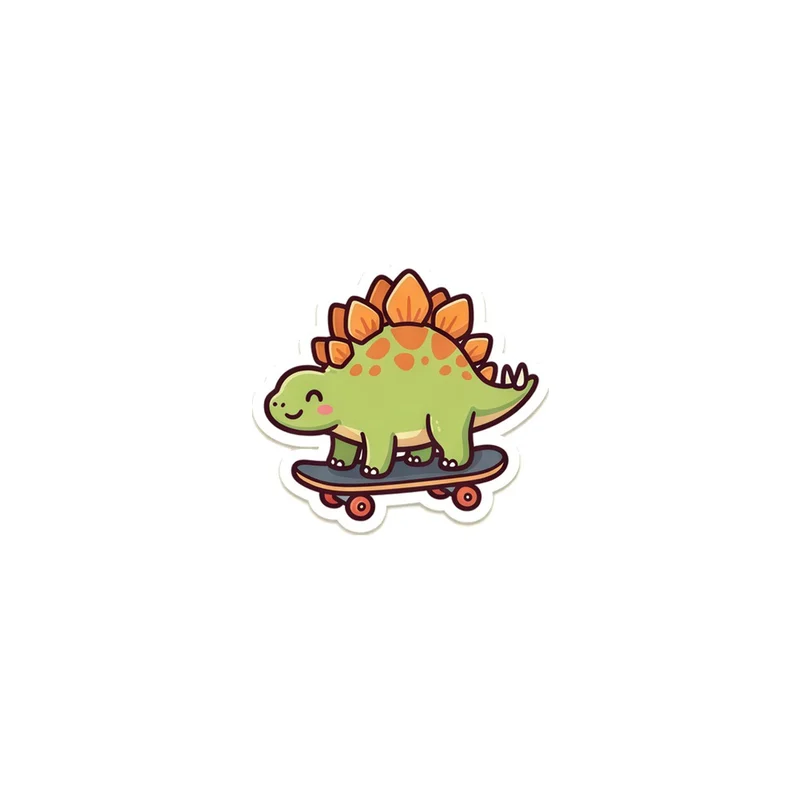 Skateboarding Stegosaurus Fridge Magnet, kawaii dinosaur, kids room decor, gift for dino fans