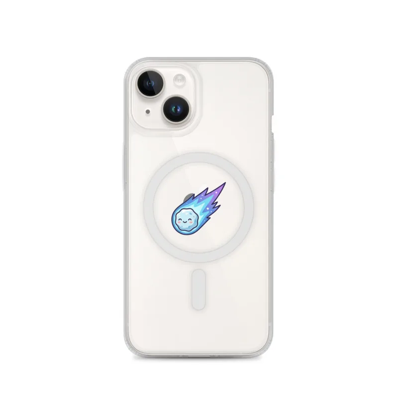 Smiling Comet MagSafe Clear Phone Case, iPhone 14, 15, 16 and 17 case, kawaii dinosaur, kids room decor, gift for dino fans