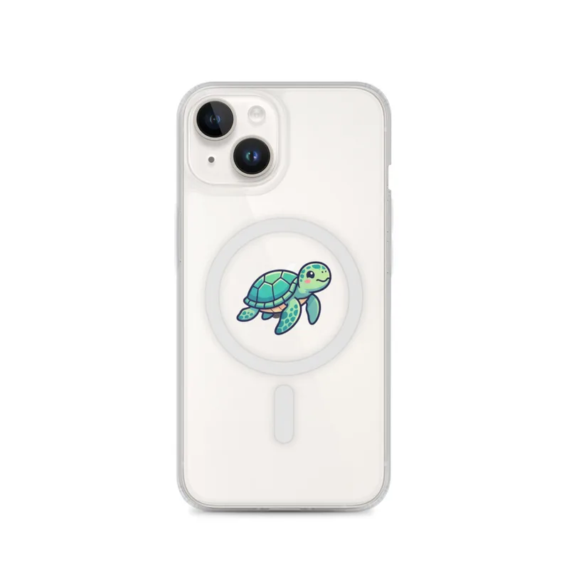 Sea Turtle MagSafe Clear Phone Case, iPhone 14, 15, 16 and 17 case, cute sea creature, kids room decor, gift for ocean lovers
