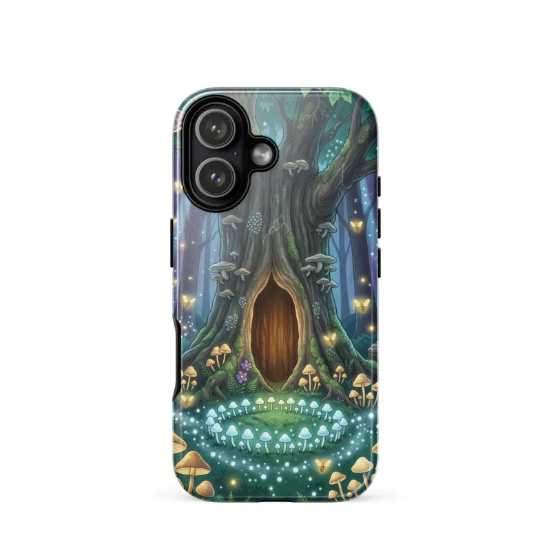 Glowing Fairy Ring Tough Phone Case, iPhone 15, 16 and 17 case, enchanted forest art, fantasy phone cover, fairy gift