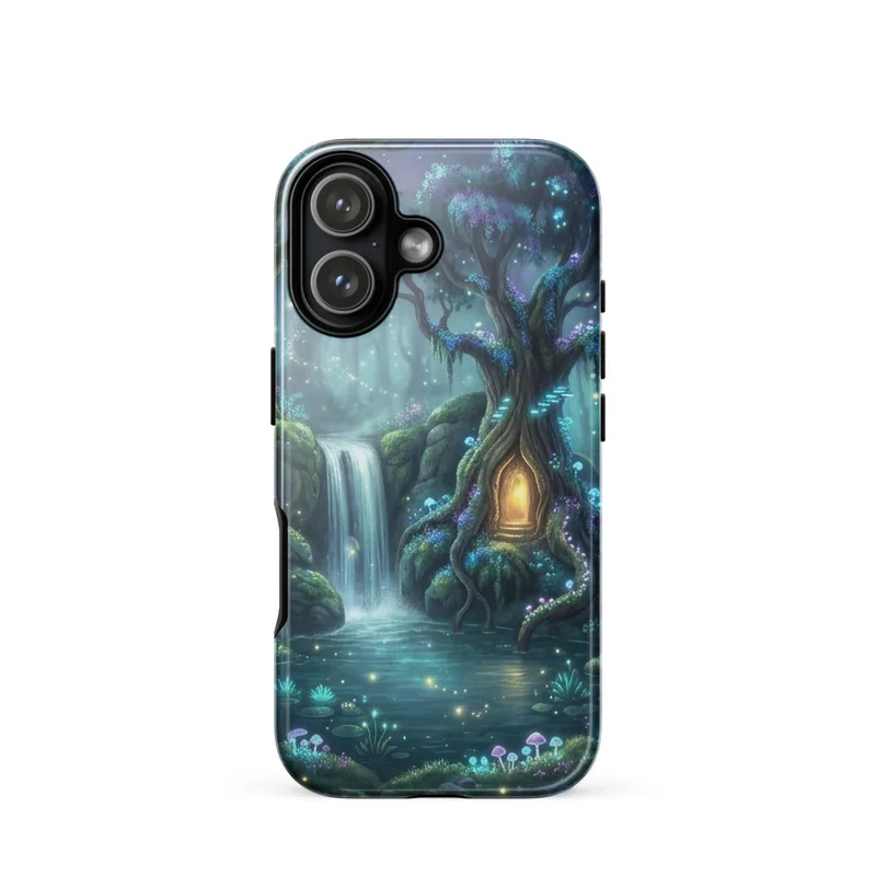 Spirit Tree Falls Tough Phone Case, iPhone 15, 16 and 17 case, fantasy forest art, woodland gift, mystical design