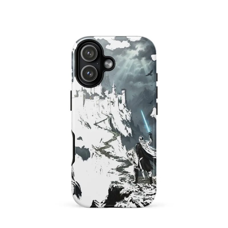 Lone Armored Knight Tough Phone Case, dark fantasy art, medieval gift, knight phone cover, iPhone 15, 16 and 17 case