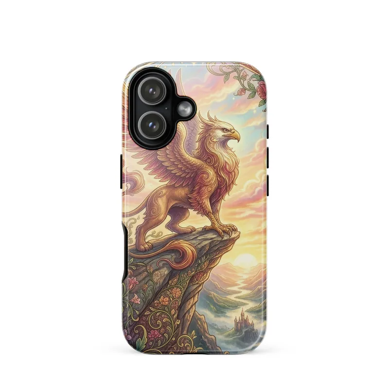 Majestic Griffin Tough Phone Case, art nouveau phone cover, romantic gift for fantasy art lovers, iPhone 15, 16 and 17 case