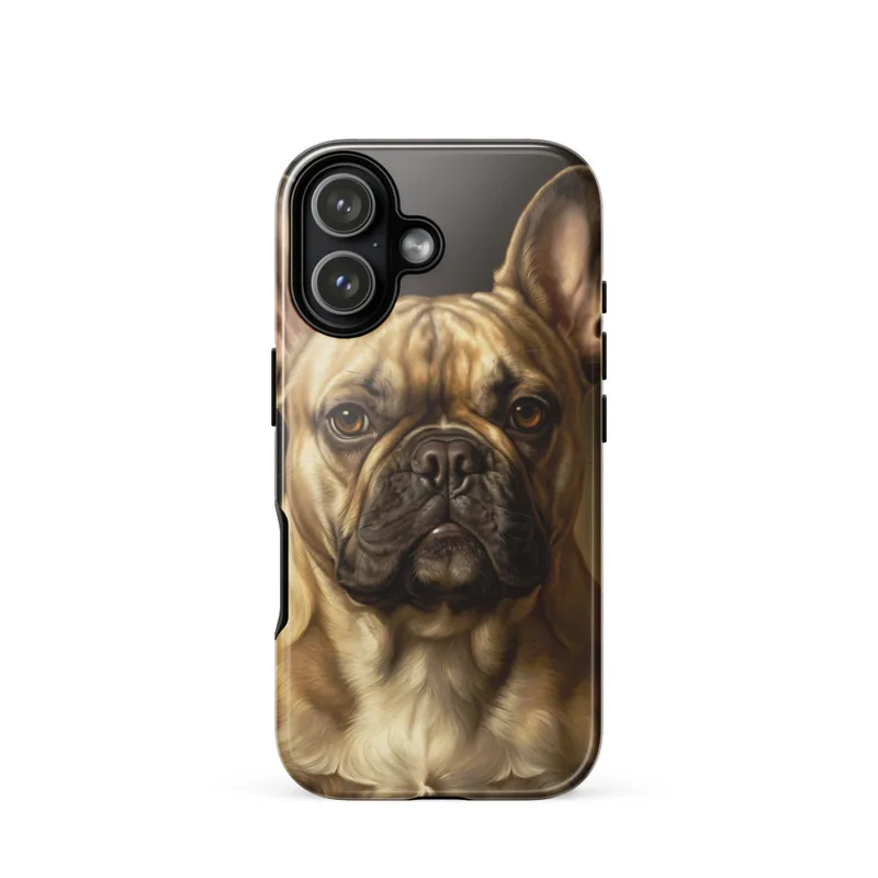 French Bulldog Portrait Tough Phone Case, iPhone 15, 16 and 17 case, Dutch master style, loyal dog gift, royal pet portrait