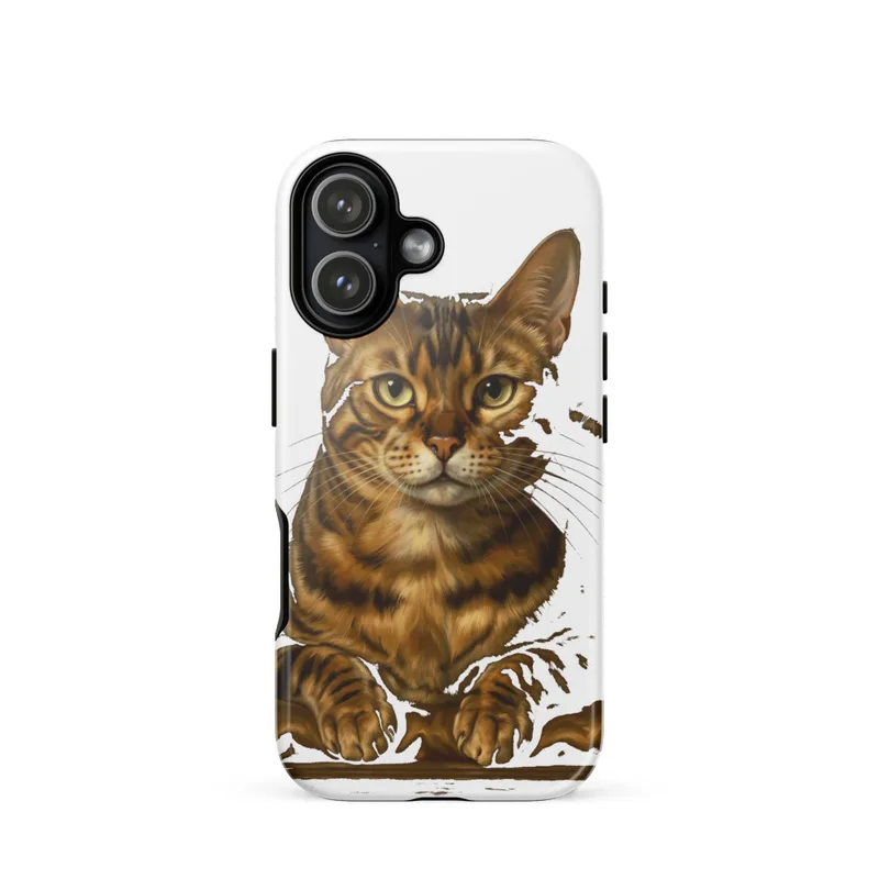 Bengal Cat Portrait Tough Phone Case, iPhone 15, 16 and 17 case, Dutch master style, oil painting, cat lover gift