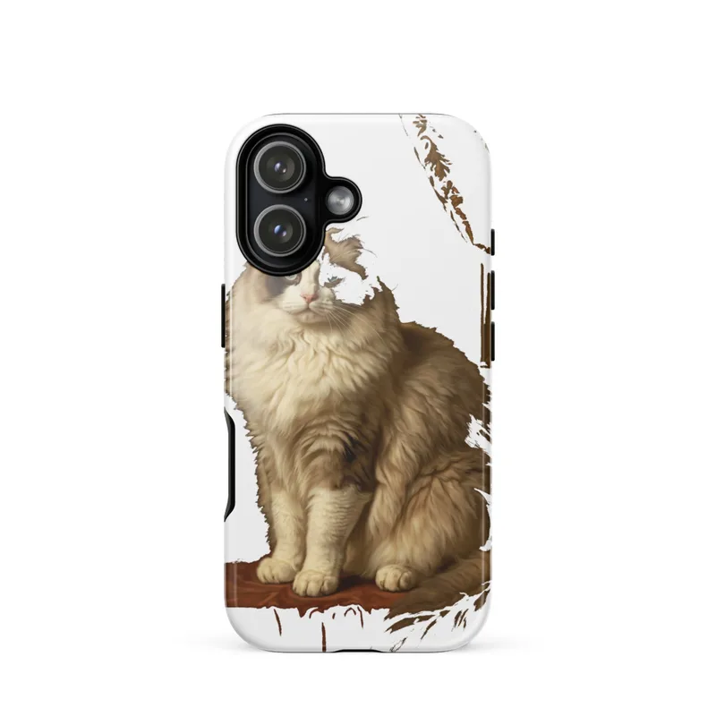 Ragdoll Cat Portrait Tough Phone Case, Dutch master style, regal cat gift, classic art phone case, iPhone 15, 16 and 17 case