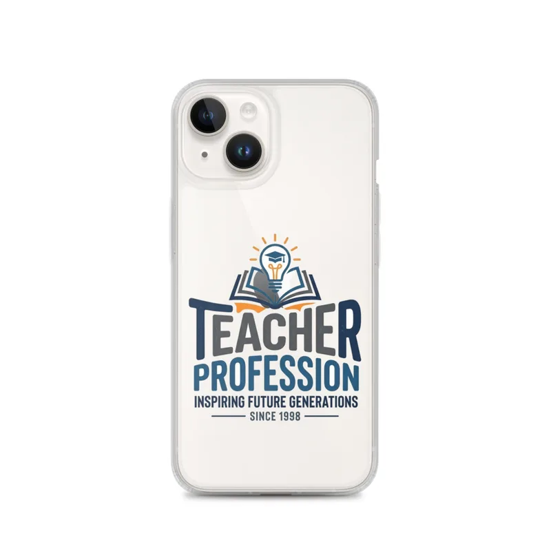 Teacher Mode On Clear Phone Case, iPhone 14, 15, 16 and 17 case, bold typography, educator gift, clean profession design