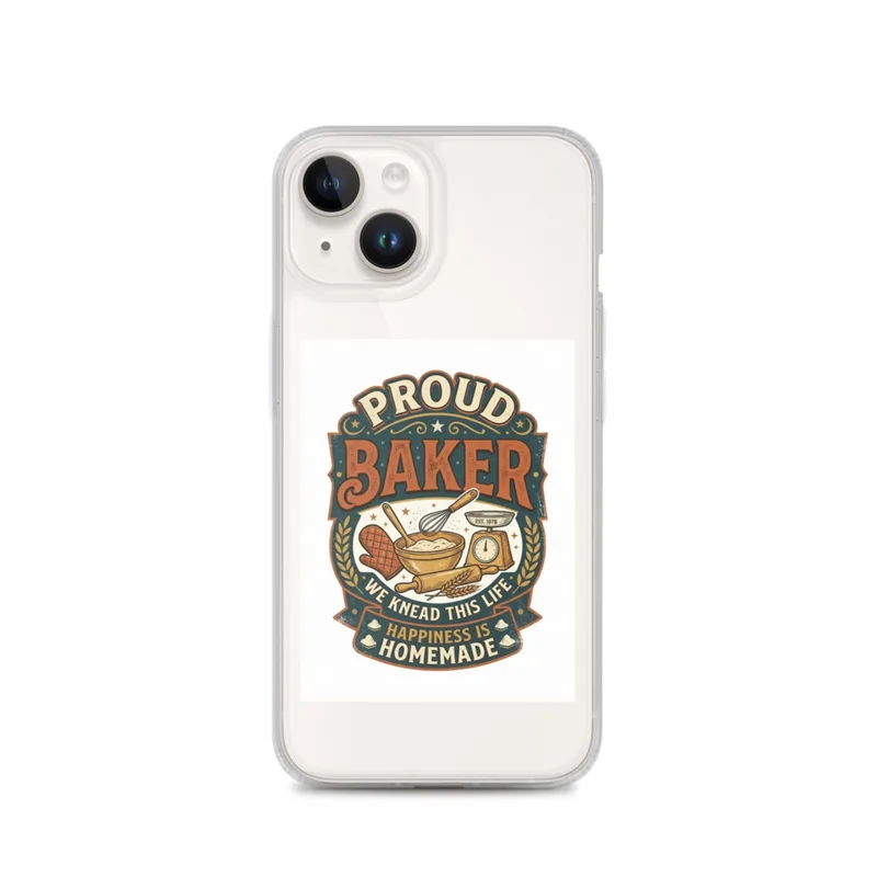 Baking Clear Phone Case, iPhone 14, 15, 16 and 17 case, bold retro typography, gift for bakers, baking design