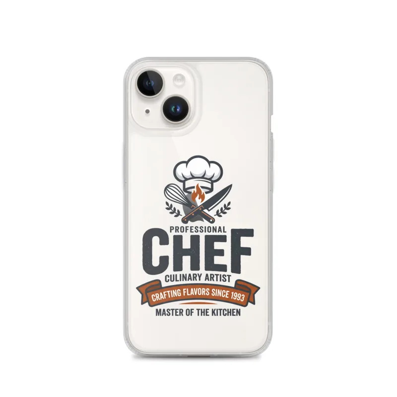 Head Chef Clear Phone Case, iPhone 14, 15, 16 and 17 case, bold typography, chef icon design, kitchen gift, chef pride