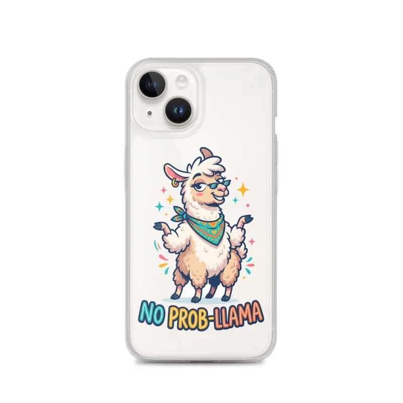 Sassy Llama Clear Phone Case, iPhone 14, 15, 16 and 17 case, funny cartoon, bright colors, llama lover gift