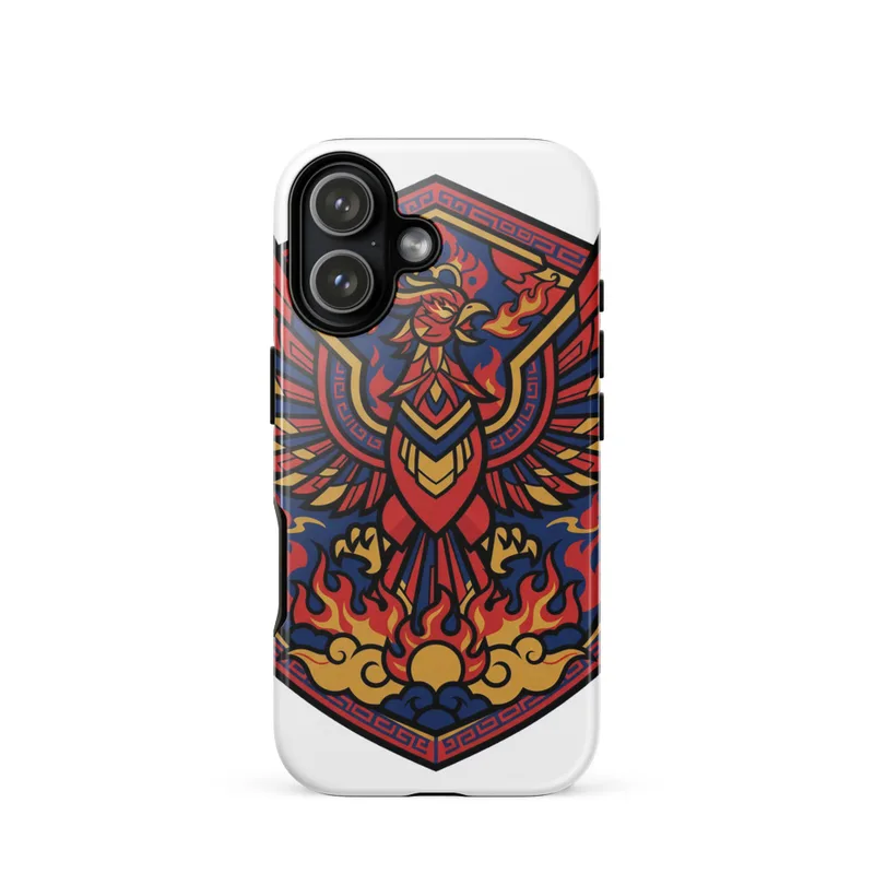 Vermilion Bird Emblem iPhone 15, 16 and 17 case, guochao graphic art, Chinese streetwear style, gift for design fans