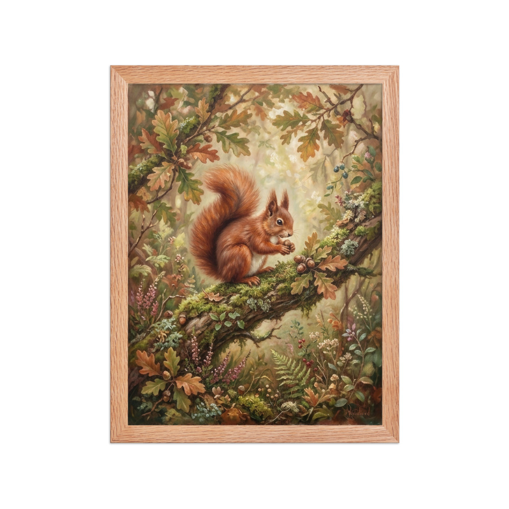 Red Squirrel Art Print, cottagecore wall art, soft impressionist painting, woodland room decor, nature lover gift